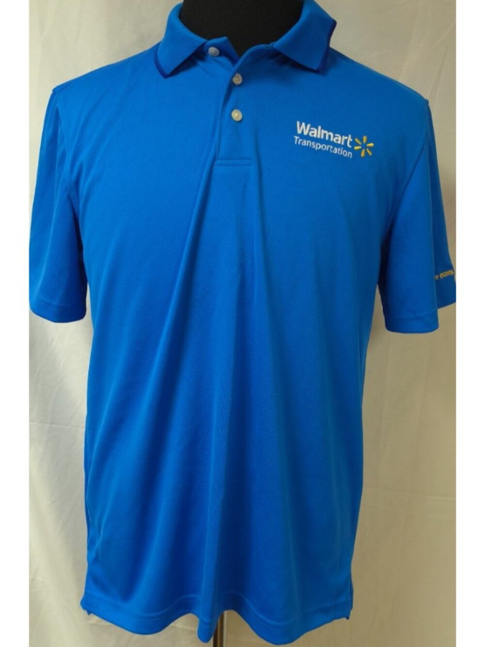 Walmart Transportation Mens M Blue Spark Logo Embroider Uniform Staff Polo Shirt